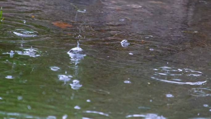 城市马路道路下雨天雨水雨滴大自然风景风光