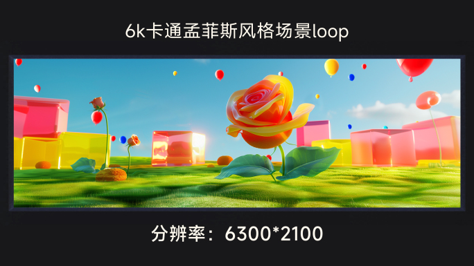 6k卡通孟菲斯风格场景loop