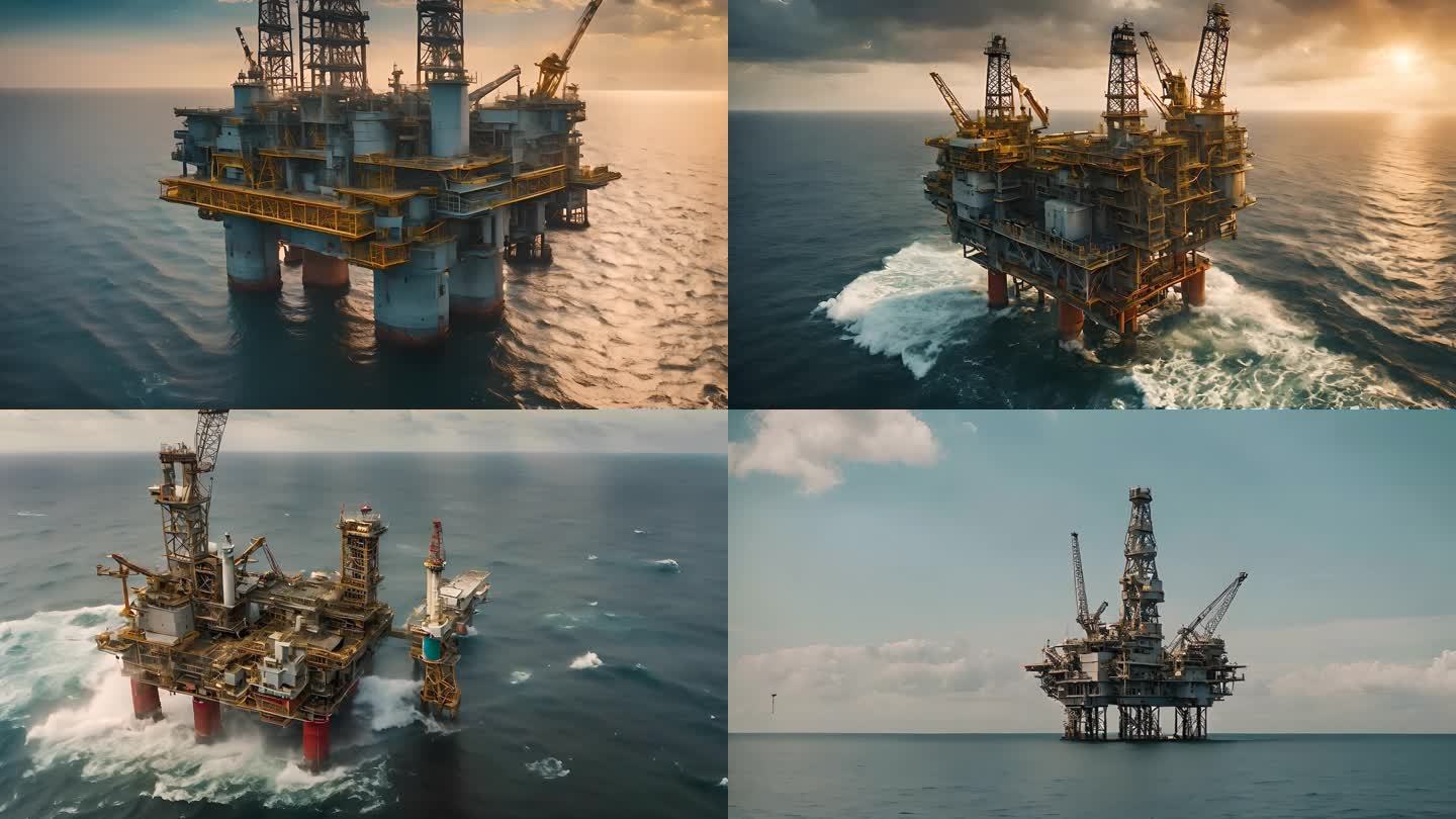 石油开采 海上采油厂 海上钻井平台