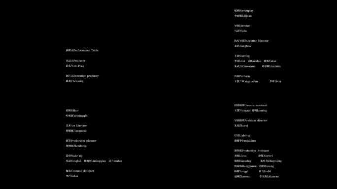 影片结尾字幕 影片结尾演员表 片尾字