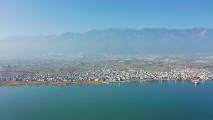 大理 云南 大理洱海  洱海 才村 航拍