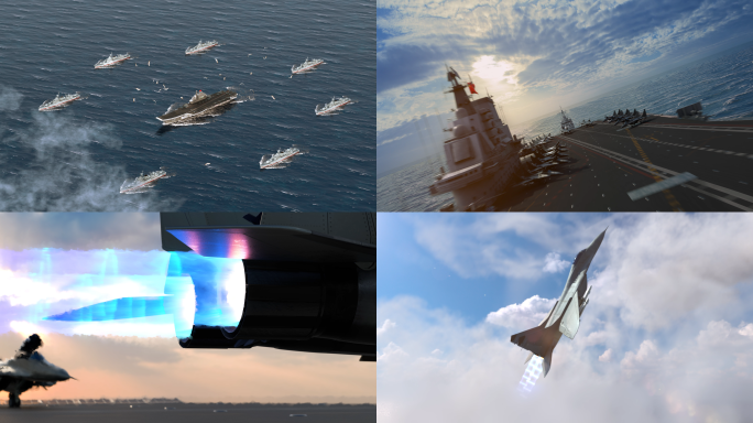 潜艇 辽宁舰 歼20军事航母舰队作战动画