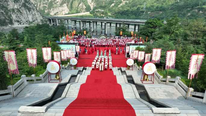 汶川羌族大禹祭台华诞祭祀大典航拍