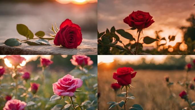 红色玫瑰 夕阳玫瑰花 玫瑰花特写 红玫瑰
