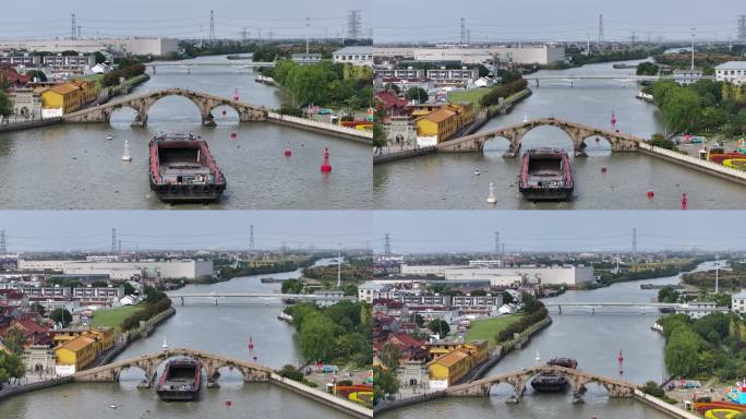 4K-log-行驶在大运河上的货船