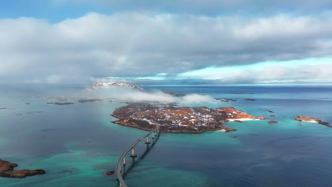 4K航拍北欧挪威索玛若伊岛风光无限景色