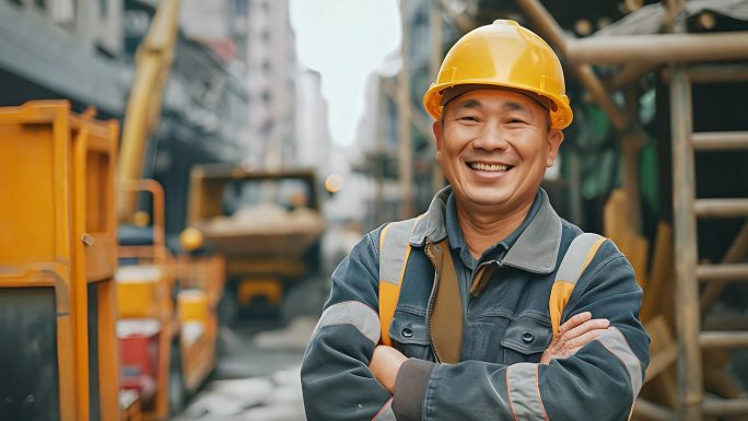 工地工人笑脸 人物笑容 建筑工地工人