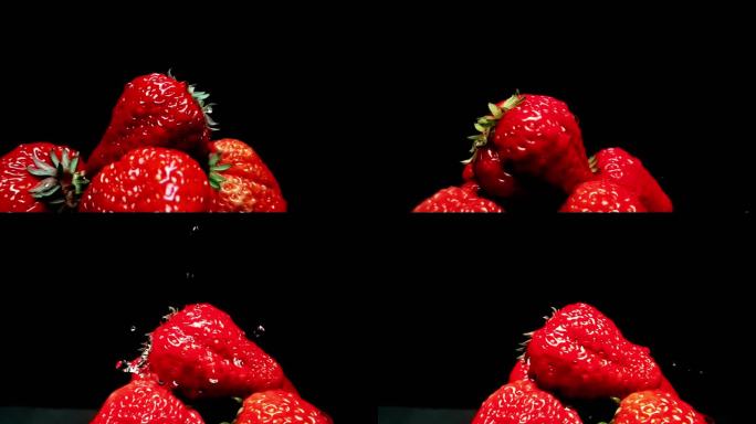 高速升格拍摄草莓上升滴水