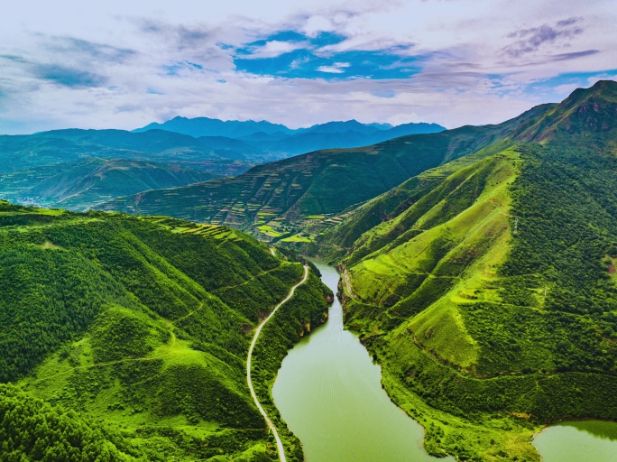 大山大河洮河航拍延时