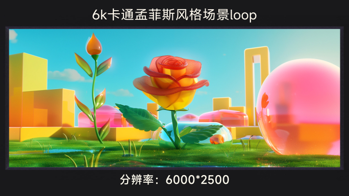 6k卡通孟菲斯风格场景loop