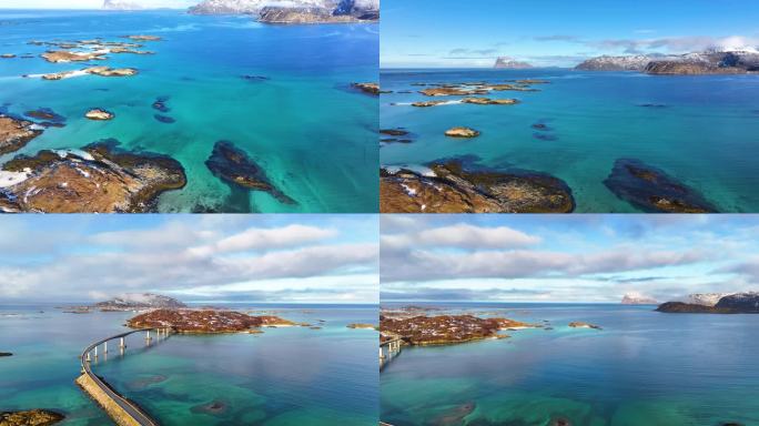 4K航拍挪威索玛若伊岛自然景色