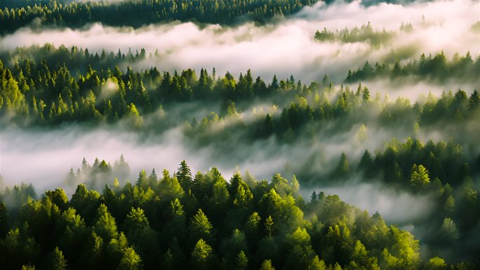 自然森林云雾