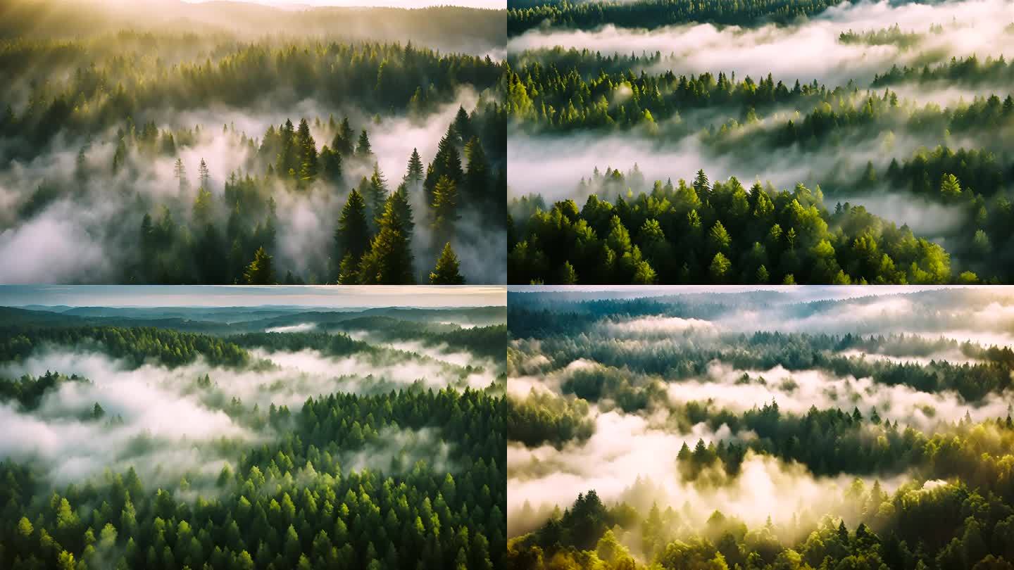 自然森林云雾