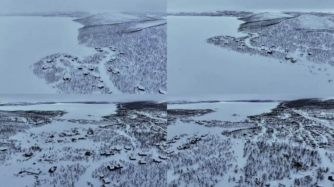 4K航拍北欧芬兰冰天雪地风光自然美景