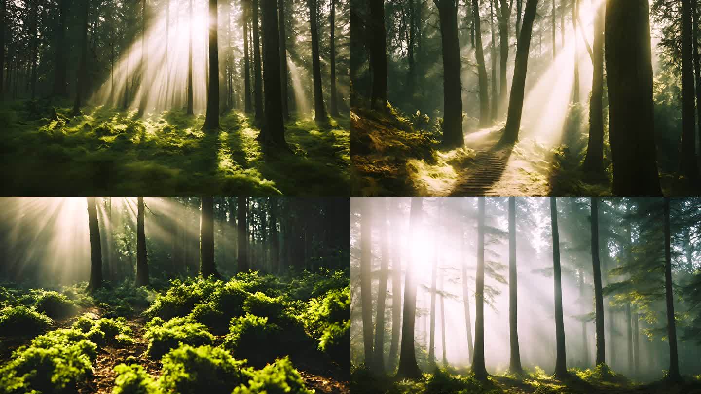 森林阳光绿色森林