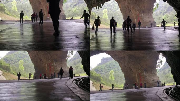 走出山洞洞口旅游目的地线路步行景点道路