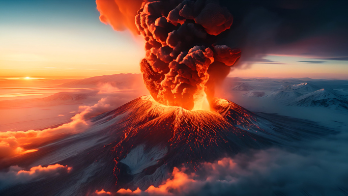 火山大爆发岩浆地震燃烧火灾4K