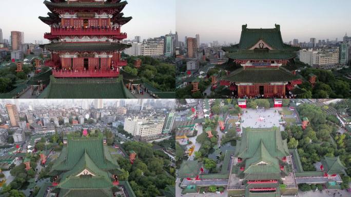 南昌滕王阁城市风光日落夕阳赣江风景航拍