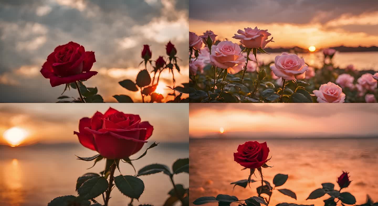红色玫瑰 夕阳玫瑰花 玫瑰花特写 红玫瑰