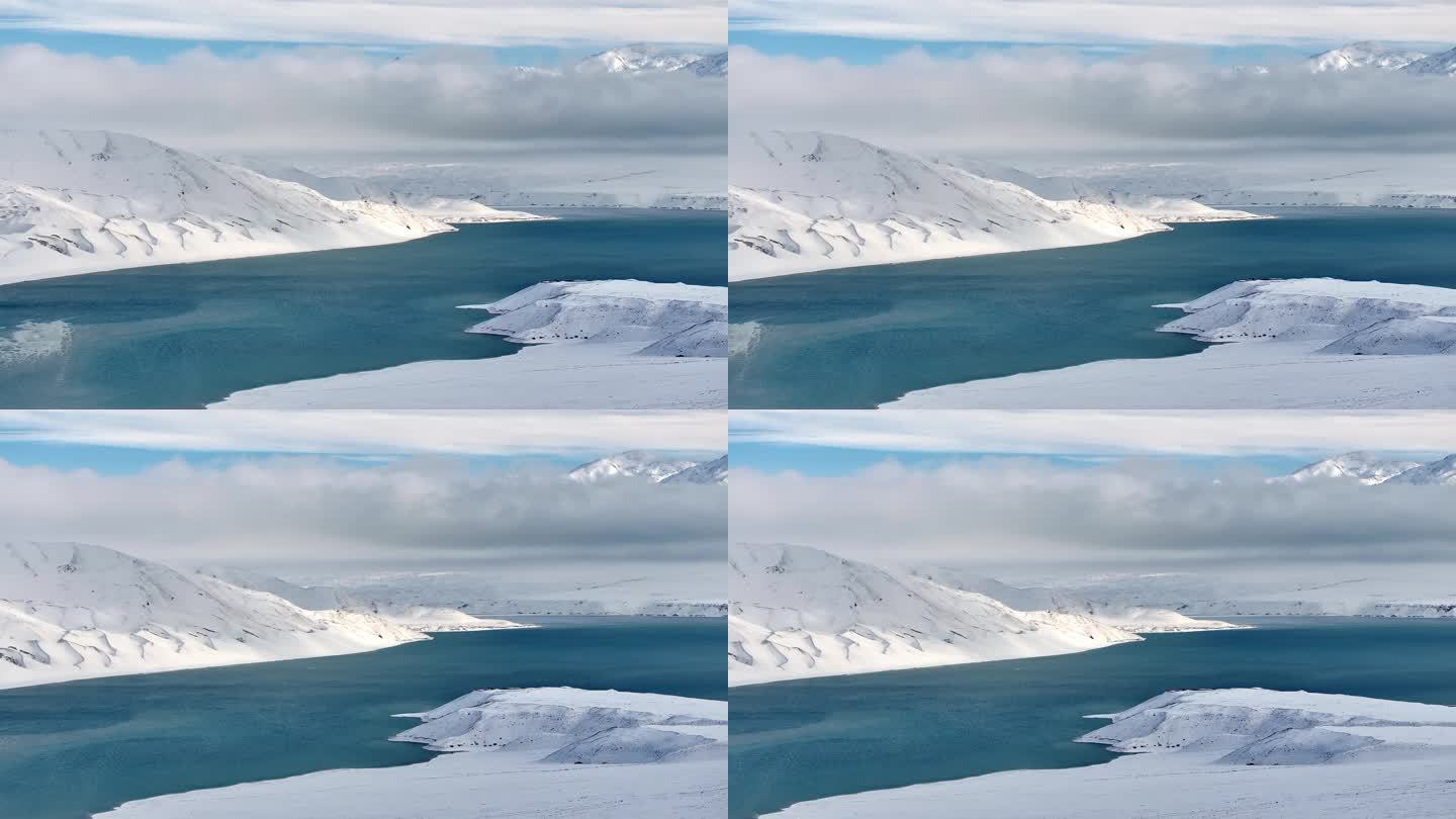新疆帕米尔高原昆仑雪山白沙湖航拍