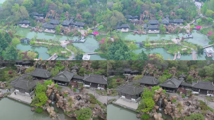 航拍烟雨江南扬州瘦西湖风景区