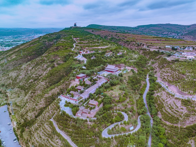 西岩山森林公园西岩寺航拍延时