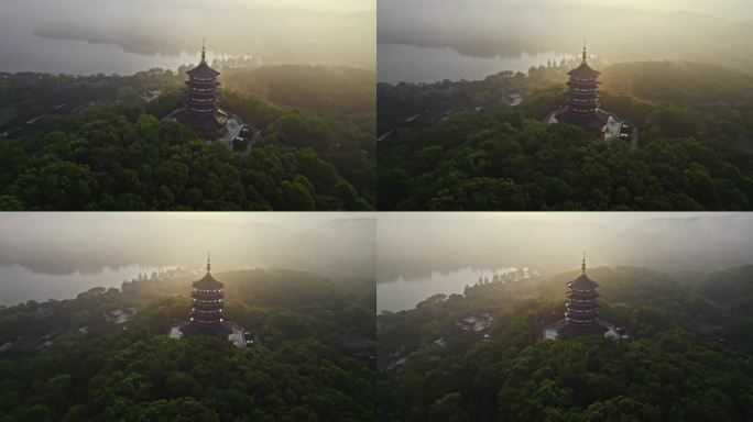 云雾西湖雷峰塔日出