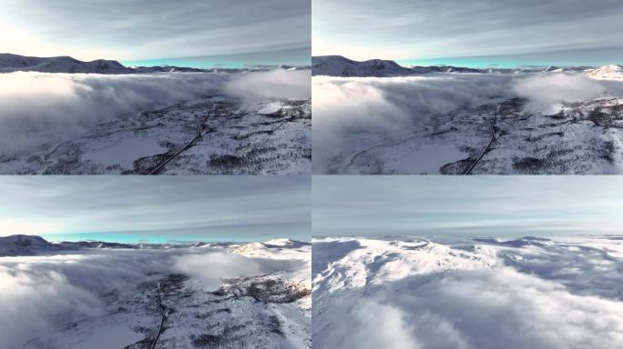 4K航拍北欧挪威特罗姆瑟雪景