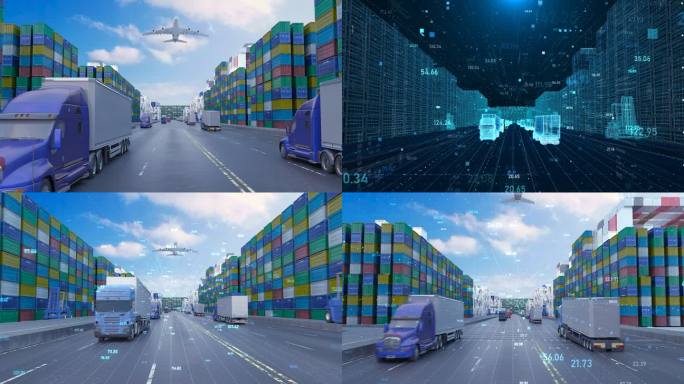 智慧物流集装箱运输港口货运卡车运输