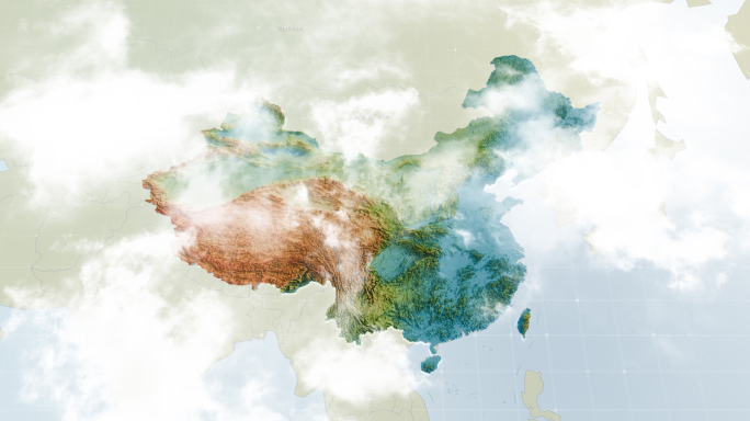 大气中国地形地貌地图AE模版