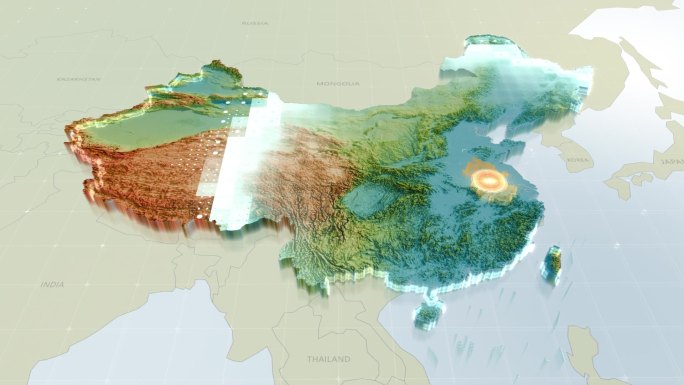 大气中国地形地貌地图AE模版