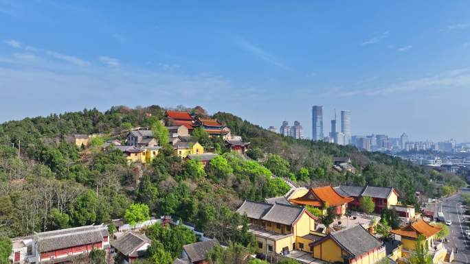 航拍春天云龙湖兴化禅寺,徐州旅游寺庙