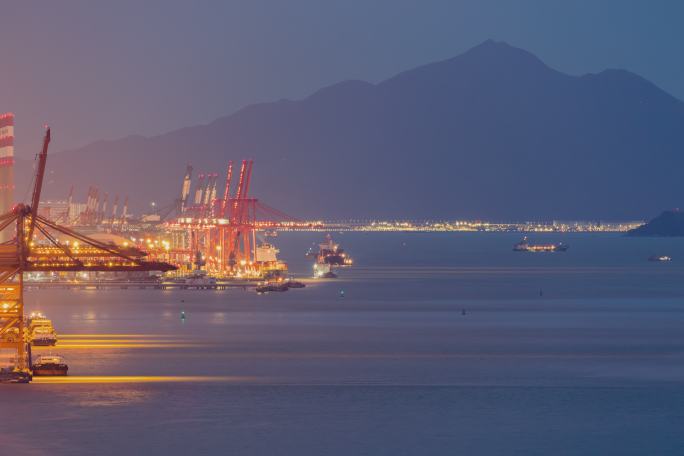 深圳港口码头和香港机场延时摄影