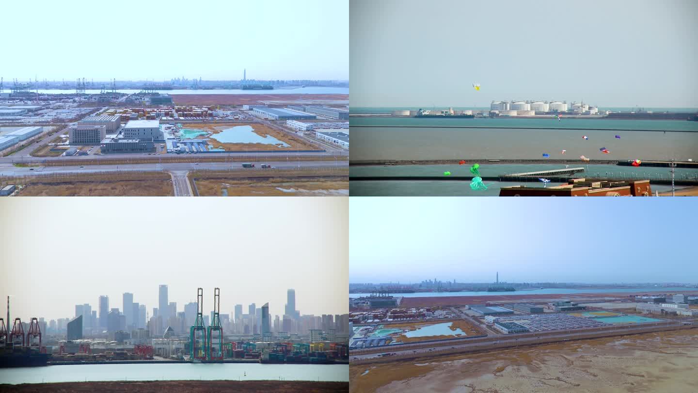 天津港码头空镜航拍