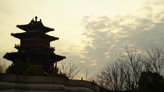 延时 塔 风景 时光 云 飞逝 夕阳