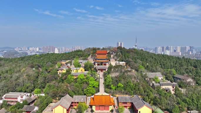 航拍春天云龙湖兴化禅寺,徐州旅游寺庙