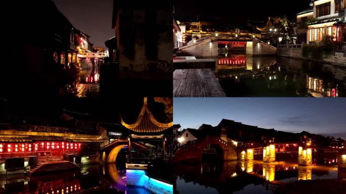 西塘古镇的夜景，江南水乡的空镜，7个场景
