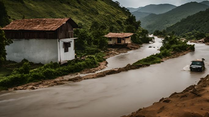 峰值洪水道路山丘