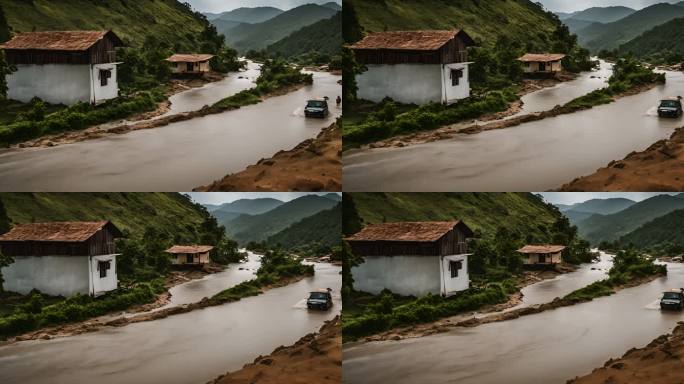 峰值洪水道路山丘