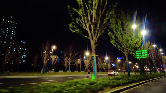 城市马路夜景汽车窗外的风景视频素材