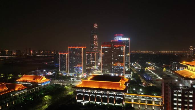 厦门集美区集美市民公园集美塔航拍夜晚夜景