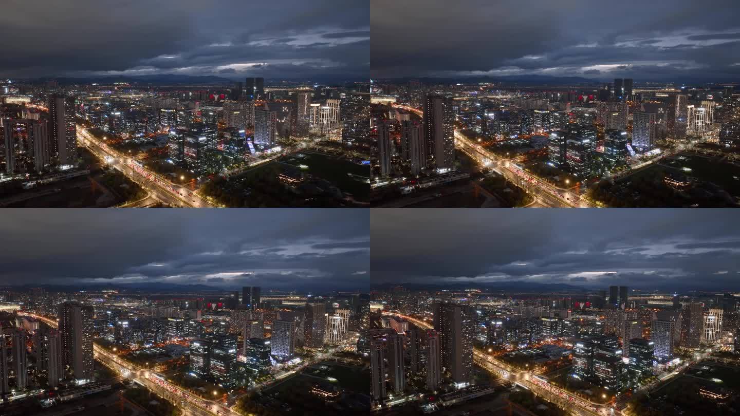 航拍杭州城西未来科技城夜景