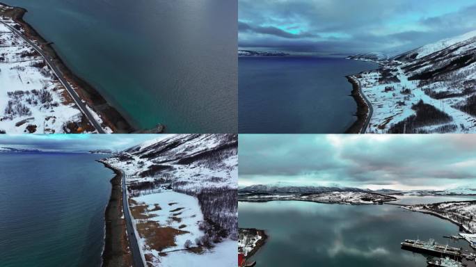 4K航拍北欧挪威冰川湖岛美景