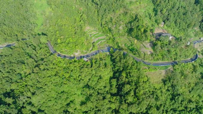 多镜头航拍山间崎岖道路环山路盘山公路