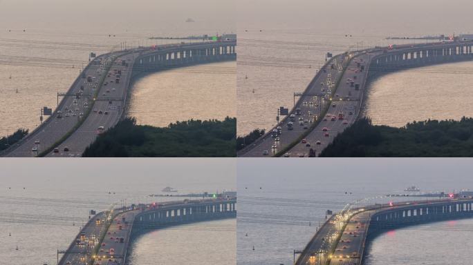 广深沿江高速傍晚车流延时摄影