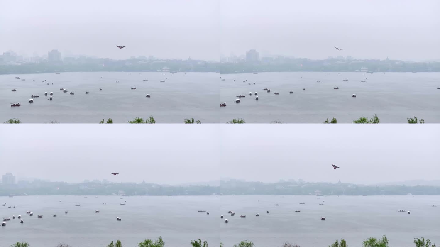 雨中西湖航拍