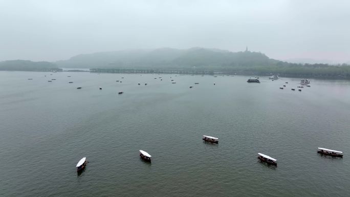 雨中西湖航拍