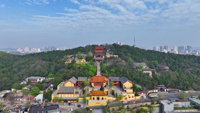 航拍春天云龙湖兴化禅寺,徐州旅游寺庙