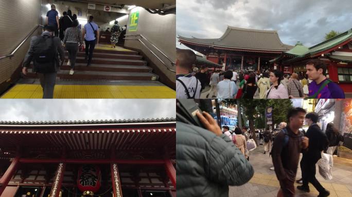 日本地铁站新宿街道浅草寺人流