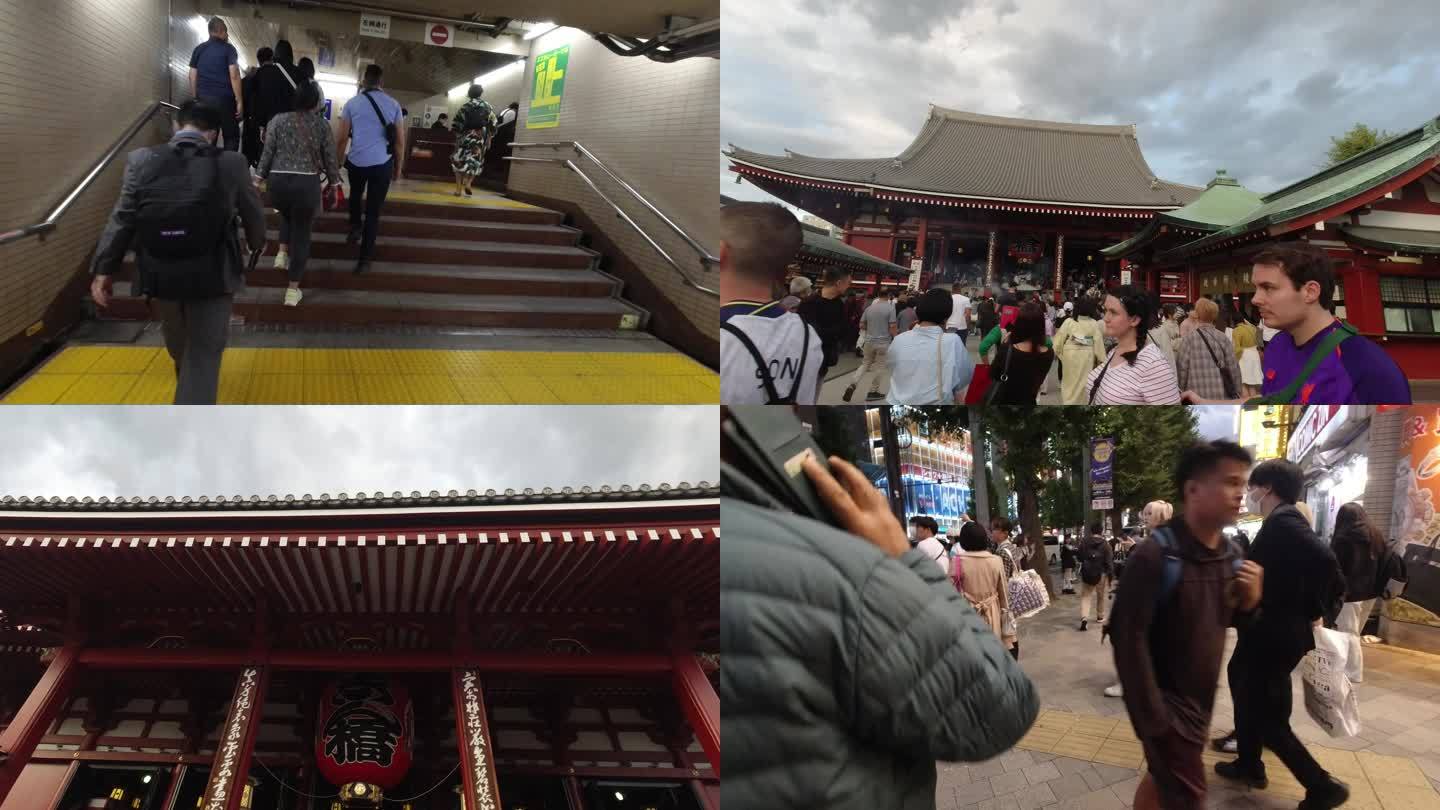 日本地铁站新宿街道浅草寺人流